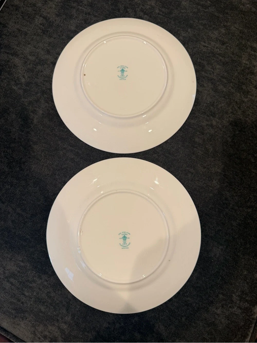 Set of 2 English Crown Staffordshire China Luncheon Plates in “Rose Pansy” Print